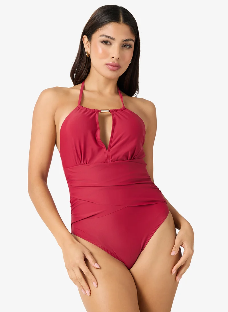 جينجر Halter Neck Tummy Control Swimsuit